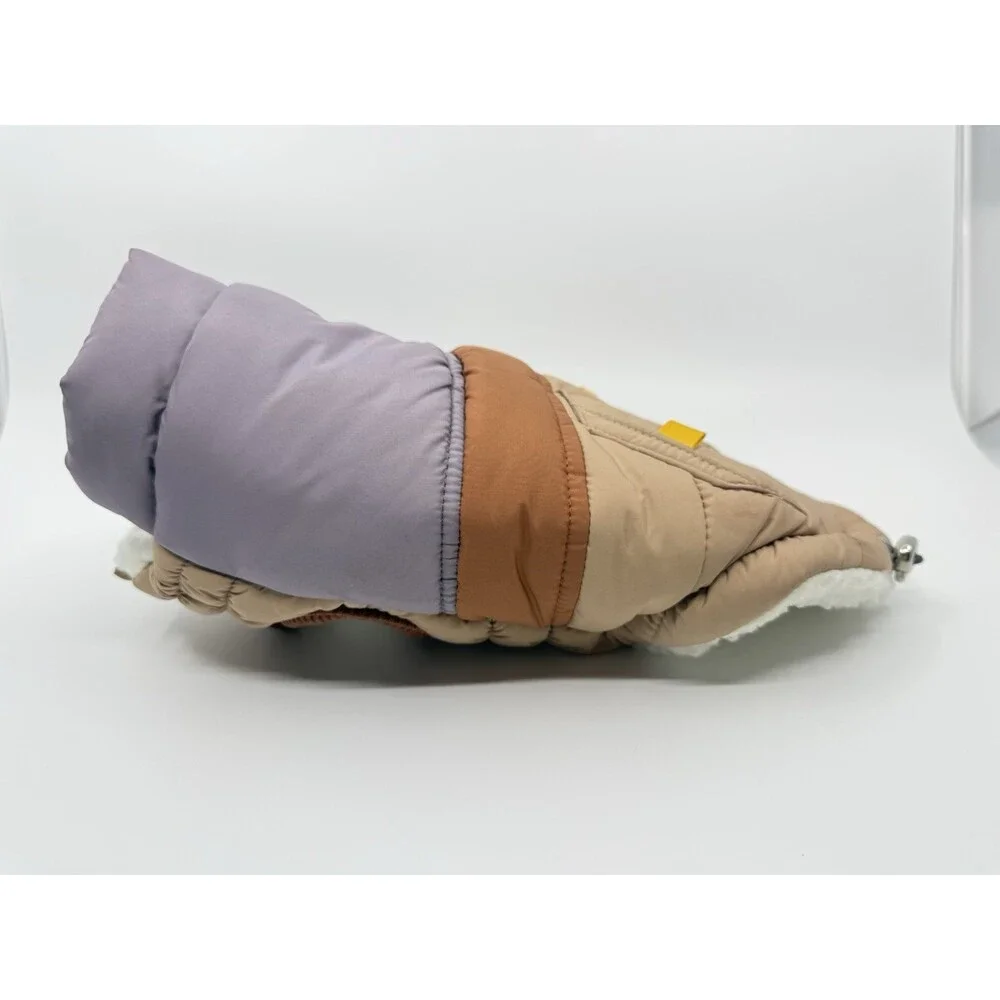GF Pet Summit Puffer Fleece Lining Jacket Dog Cat Leash Hole Purple Tan Brown XS